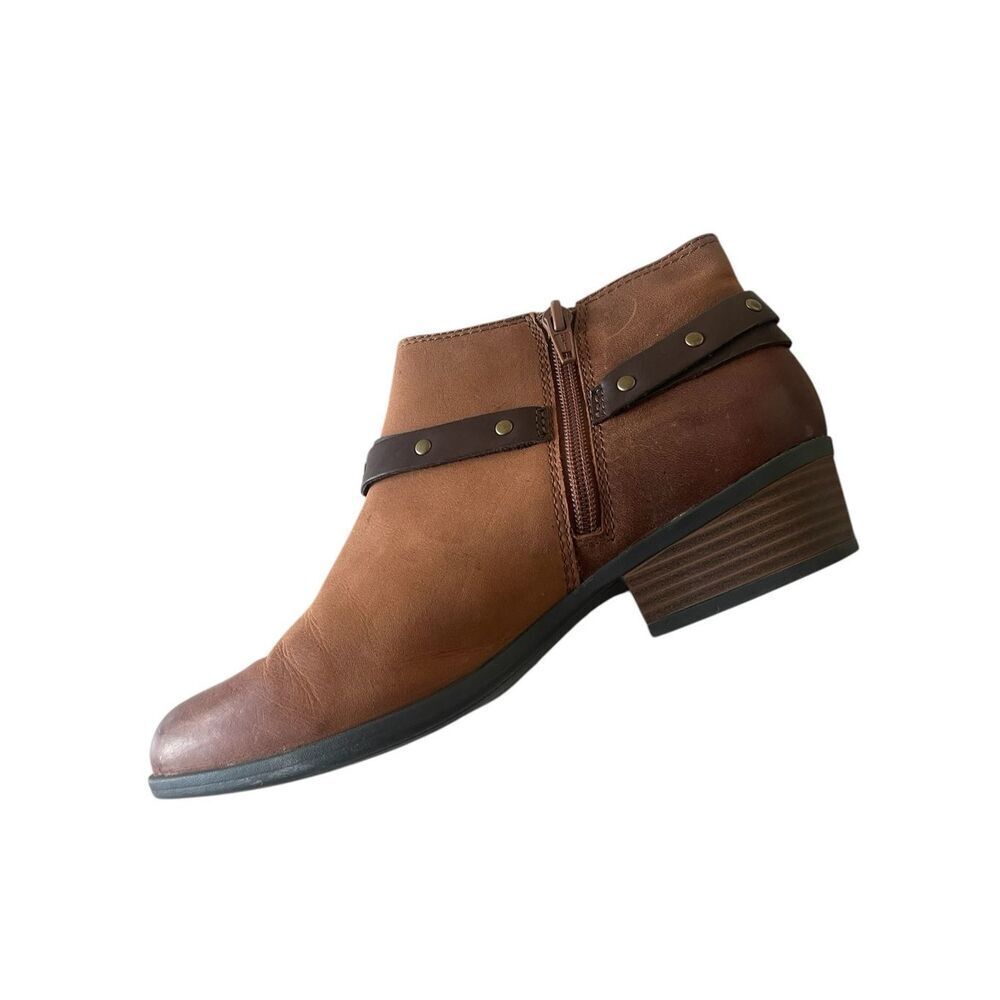 Clark’s Collection Addiy Zoei Brown Leather Ankle Boots Women’s Sz 8 8M Booties - Picture 4 of 8